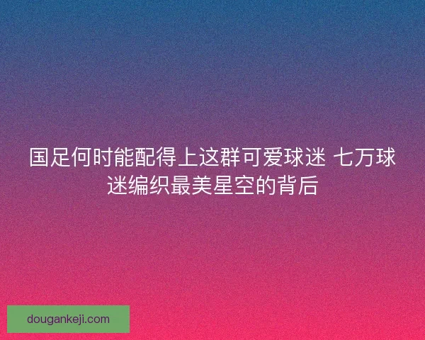 国足何时能配得上这群可爱球迷 七万球迷编织最美星空的背后