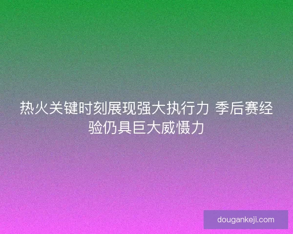 热火关键时刻展现强大执行力 季后赛经验仍具巨大威慑力